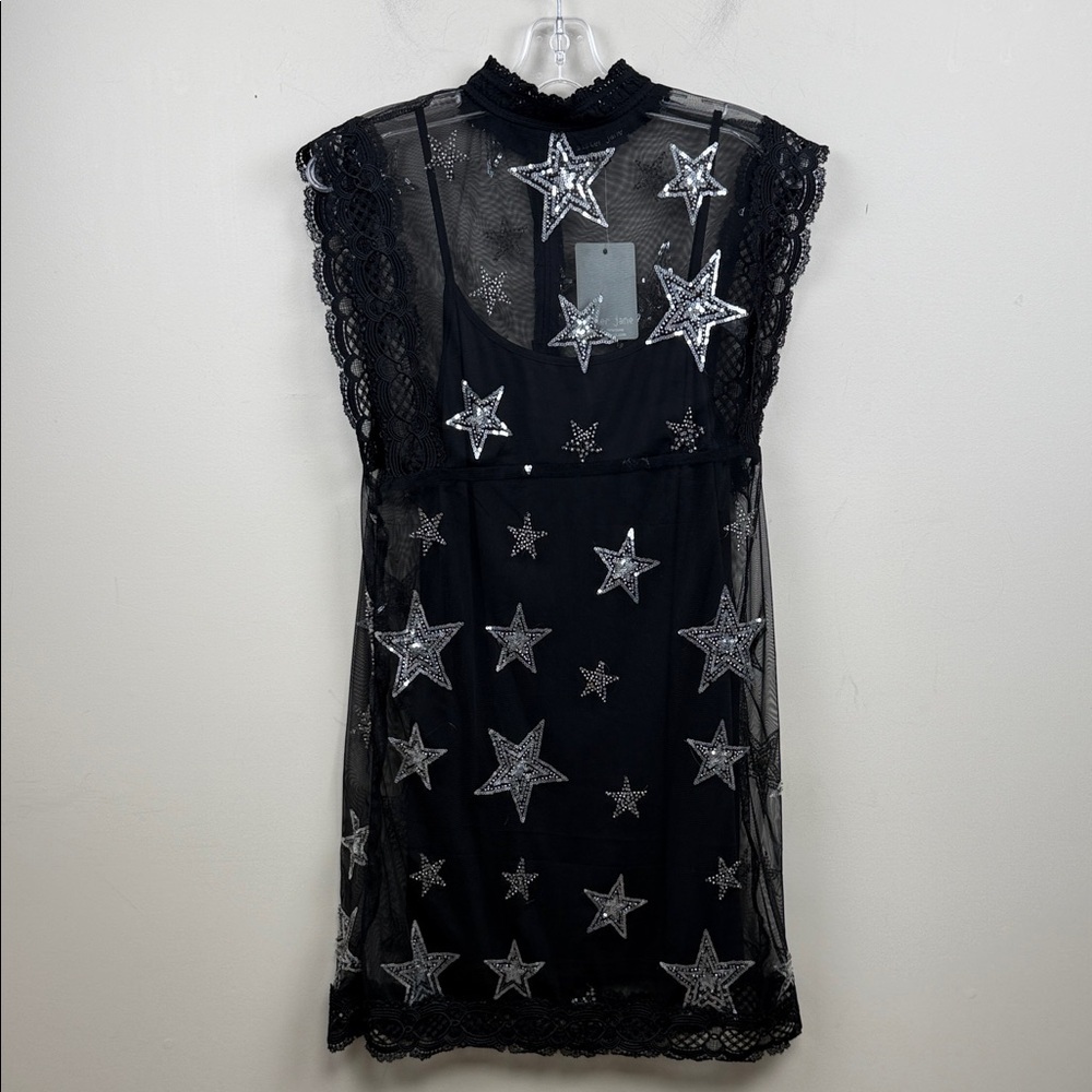 SISTER JANE Mesh Dress With Sequin And Beaded Star Patches - Picture 6 of 13